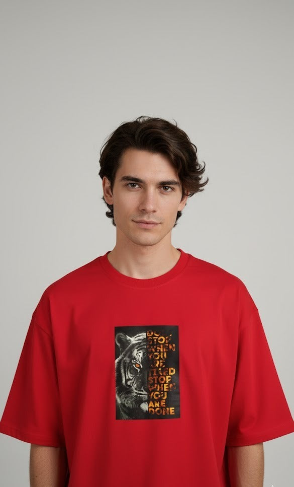DON'T STOP WHEN YOU ARE TIRED PRINTED COTTON ROUND NECK OVERSIZE T-SHIRTS