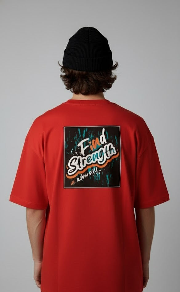 FIND STRENGTH PRINTED COTTON ROUND NECK OVERSIZE T-SHIRTS BACK