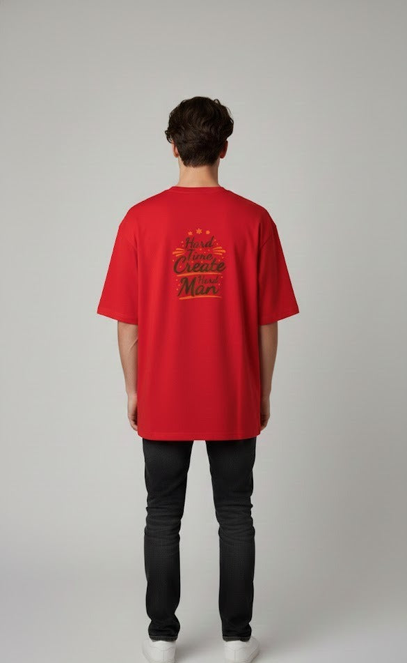 HARD TIME CREATE HARD MAN PRINTED COTTON ROUND NECK OVERSIZE T-SHIRTS BACK