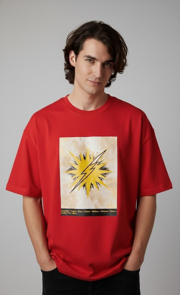 EMPOWER INSPIRE SHINE PRINTED COTTON ROUND NECK OVERSIZE T-SHIRTS