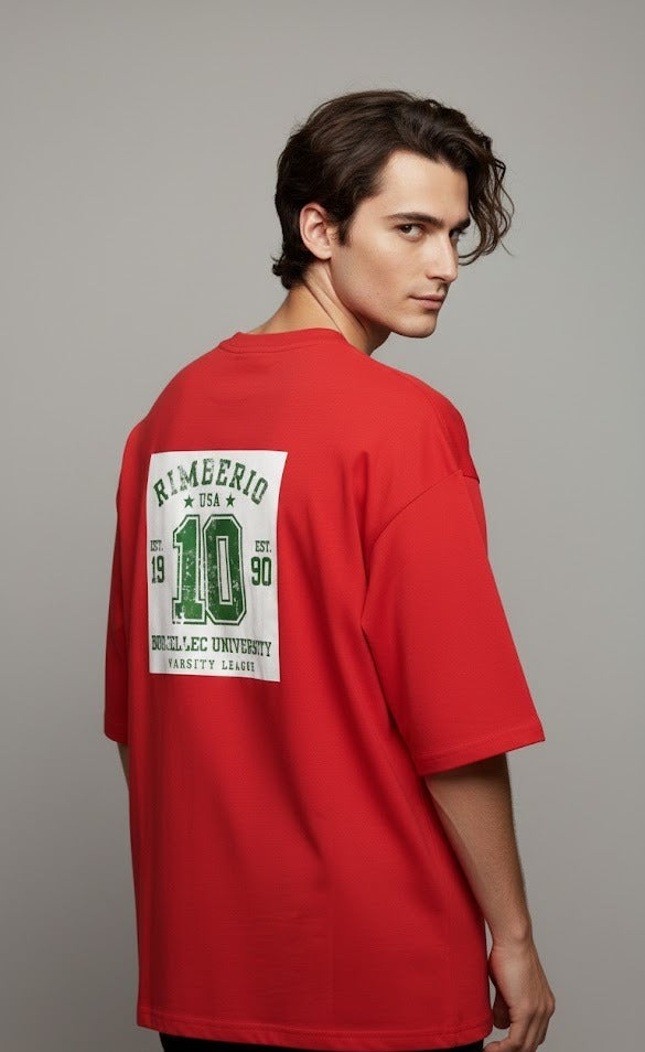 RIMBERIO USA PRINTED COTTON ROUND NECK OVERSIZE T-SHIRTS BACK