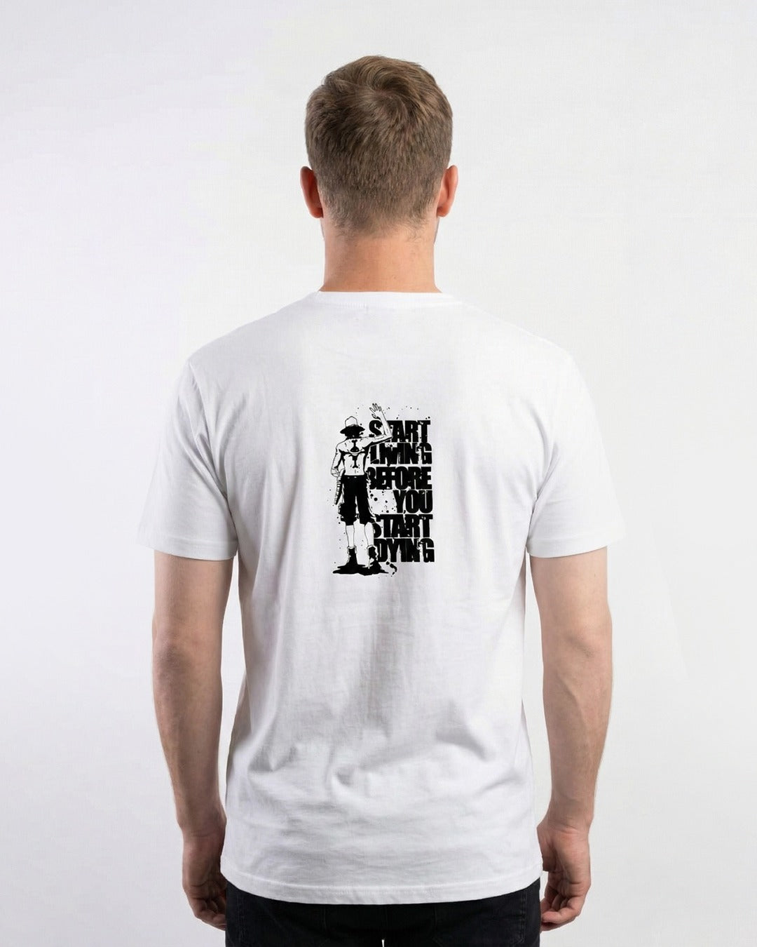 START LIVING PRINTED COTTON ROUND NECK T-SHIRT