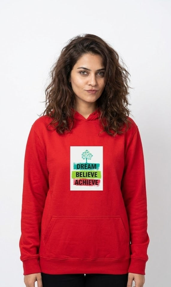 DREAM BELIEVE ACHIEVE & INSPIRE PRINTED COTTON HOODIES 300 GSM