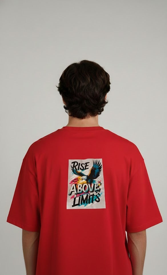 RISE ABOVE LIMITS PRINTED COTTON ROUND NECK OVERSIZE T-SHIRTS BACK