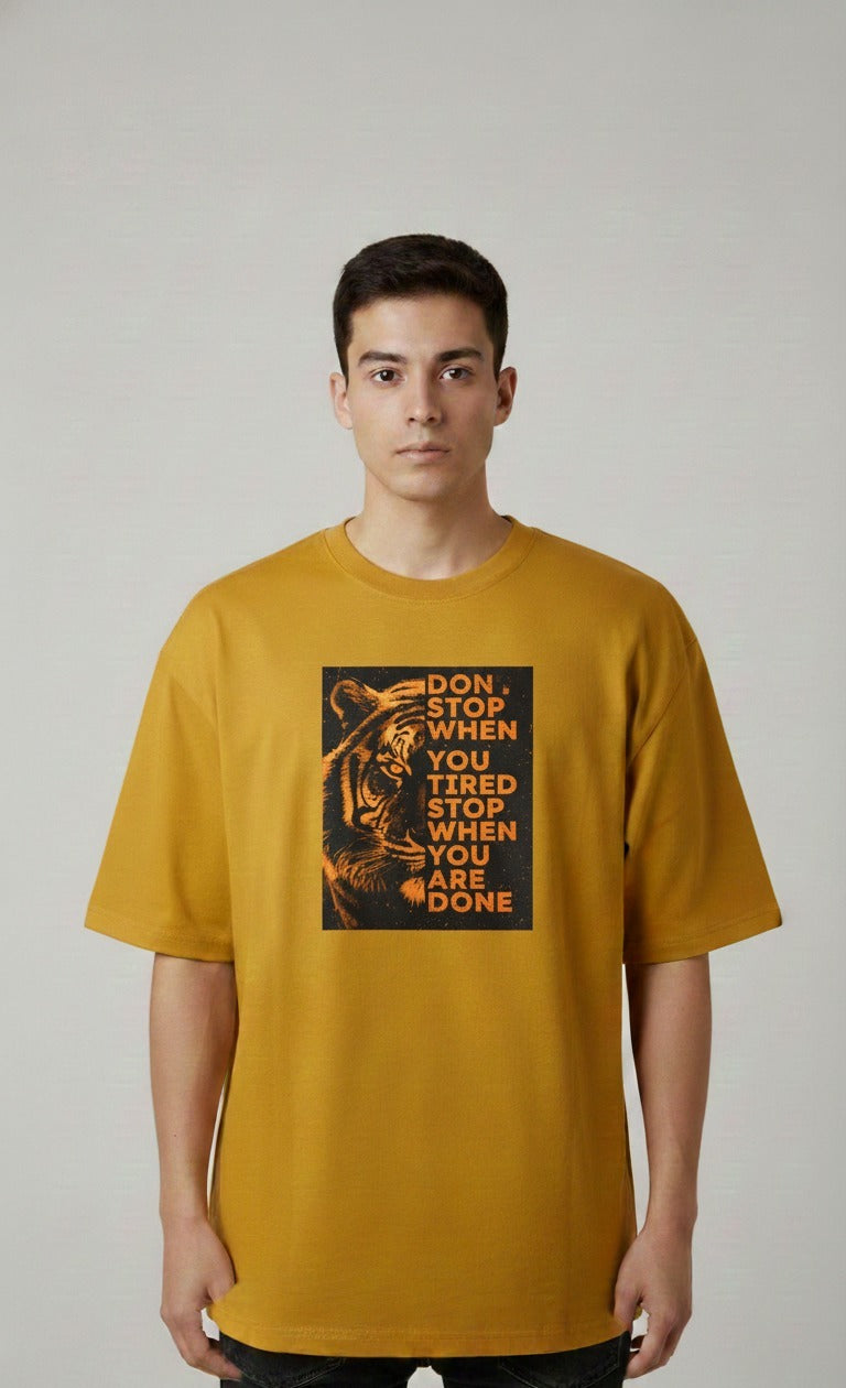 DON'T STOP WHEN YOU ARE TIRED PRINTED COTTON ROUND NECK OVERSIZE T-SHIRTS