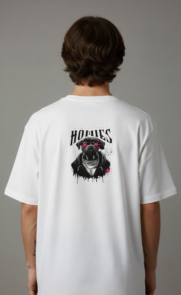 HOMIES PRINTED COTTON ROUND NECK OVERSIZE T-SHIRTS