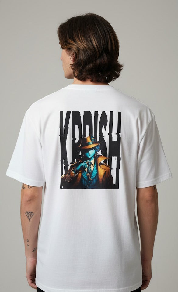 KRRISH PRINTED COTTON ROUND NECK OVERSIZE T-SHIRTS BACK