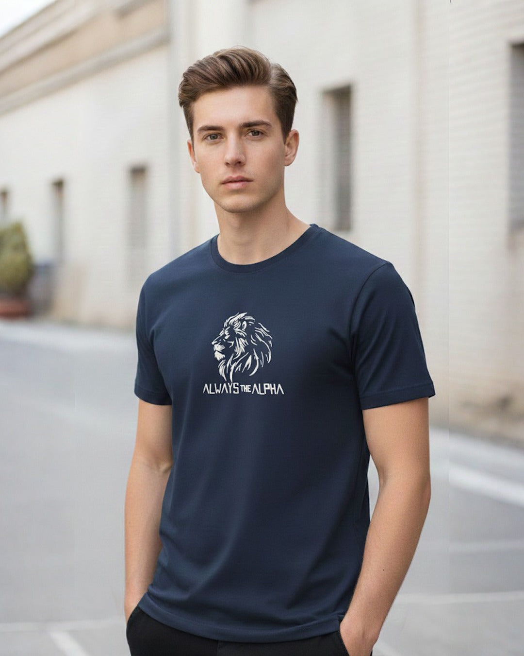 ALWAYS THE ALPHA PRINTED COTTON ROUND NECK T-SHIRT