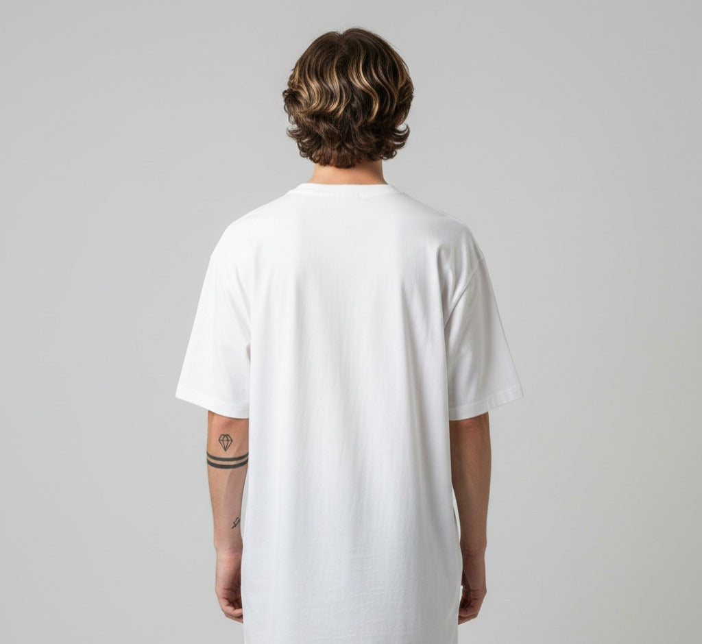 RISE ABOVE LIMITS PRINTED COTTON ROUND NECK OVERSIZE T-SHIRTS
