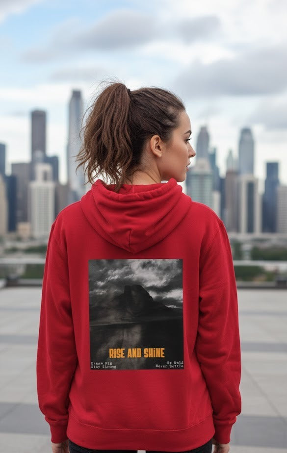 NEVER GIVE UP & RISE AND SHINE PRINTED COTTON PULLOVER HOODIES 300 GSM