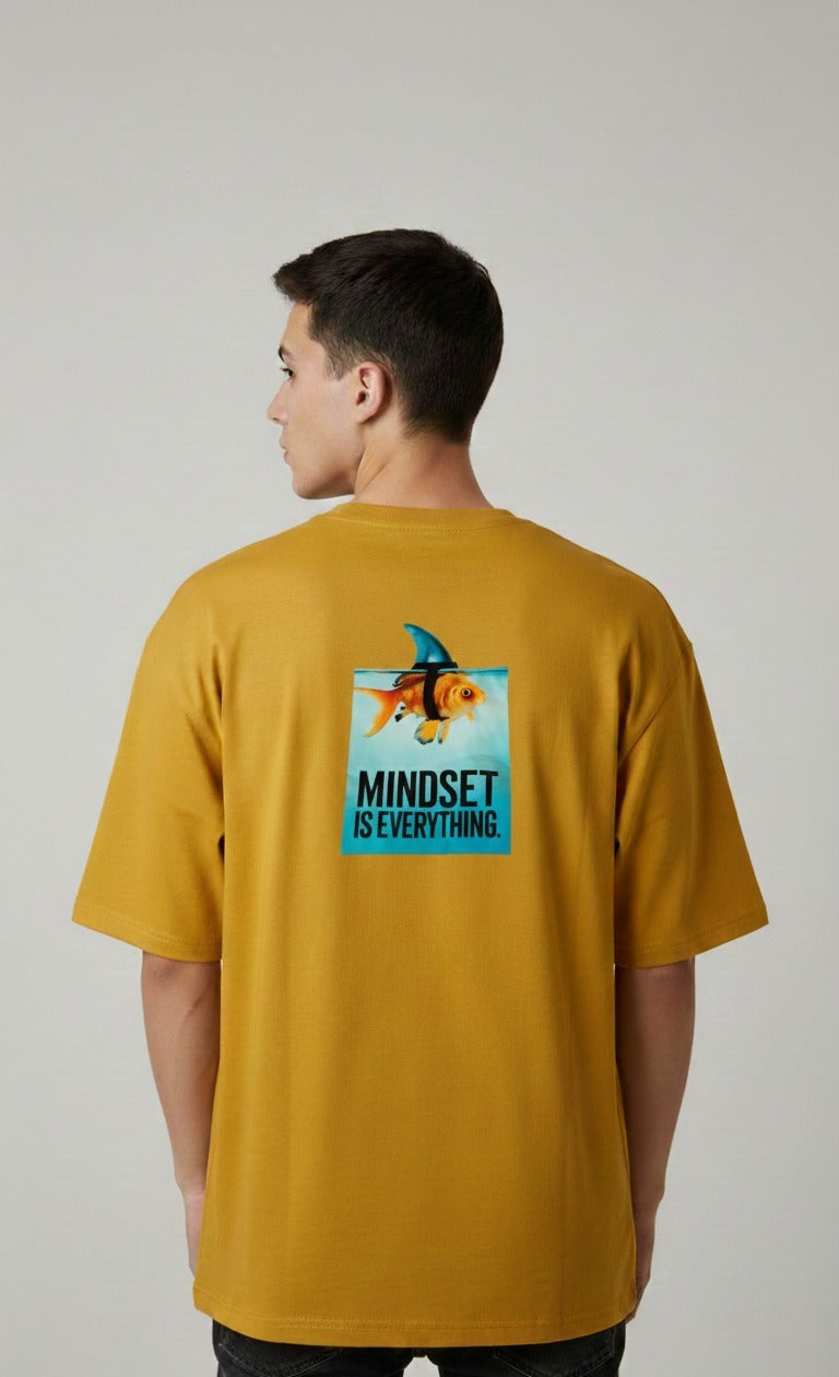 MINDSET IS EVERYTHING PRINTED COTTON ROUND NECK OVERSIZE T-SHIRTS BACK