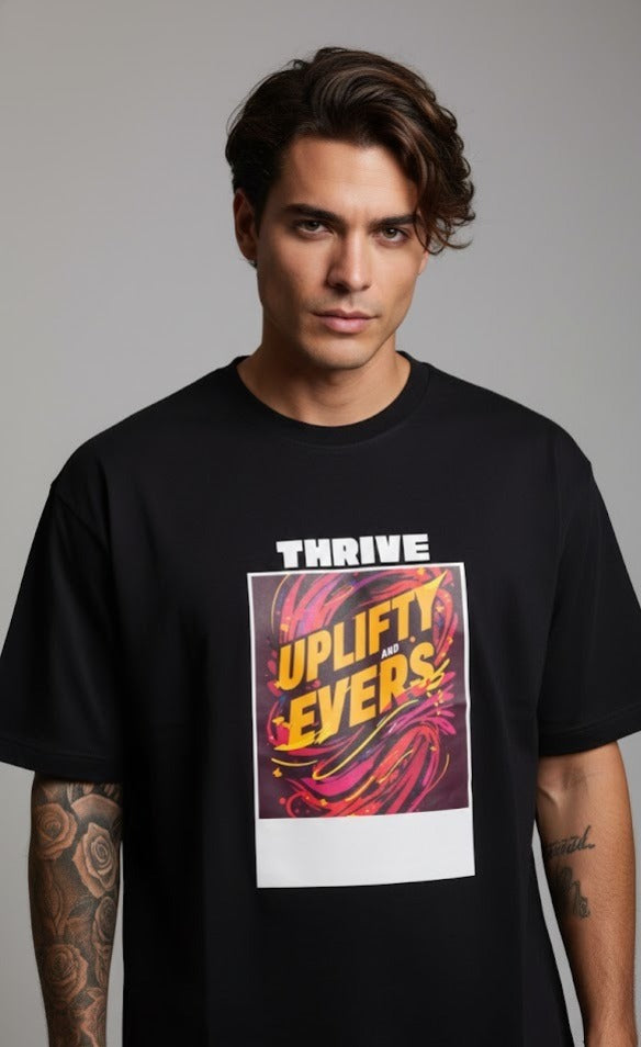 UPLIFTY AND EYERS PRINTED COTTON ROUND NECK OVERSIZE T-SHIRTS