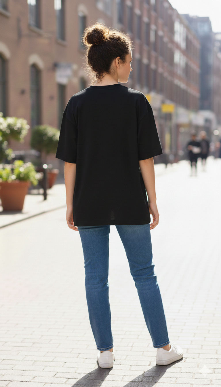 DON'T QUIT PRINTED COTTON ROUND NECK OVERSIZE T-SHIRTS