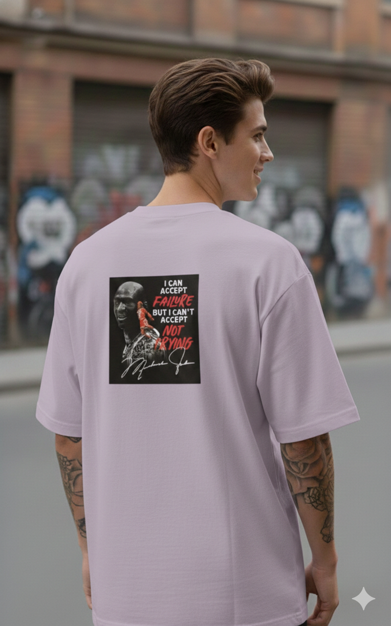 I CAN ACCEPT FAILURE PRINTED COTTON ROUND NECK OVERSIZE T-SHIRTS BACK