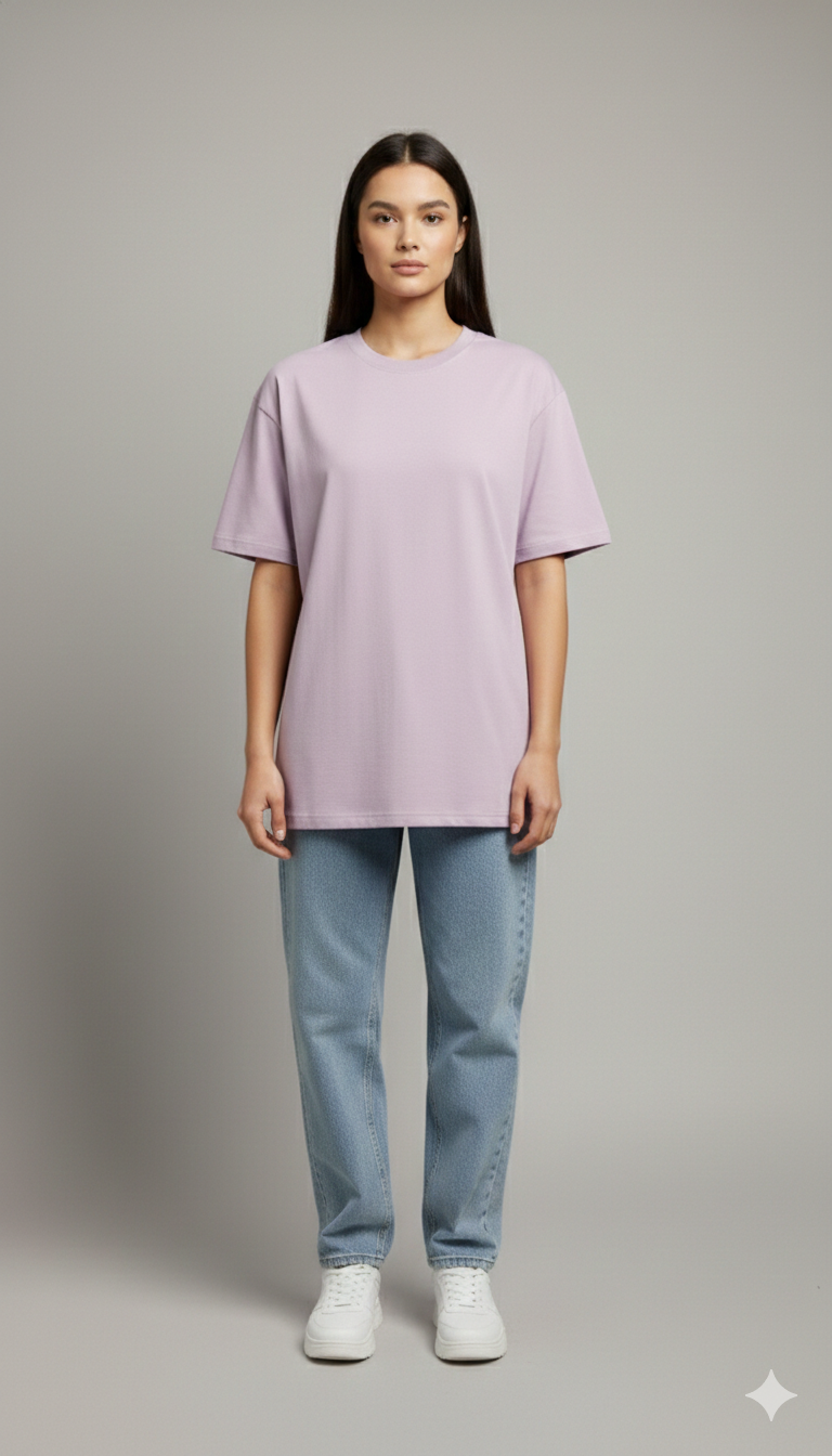 SPREAD GOOD VIBES PRINTED COTTON ROUND NECK OVERSIZE T-SHIRTS BACK