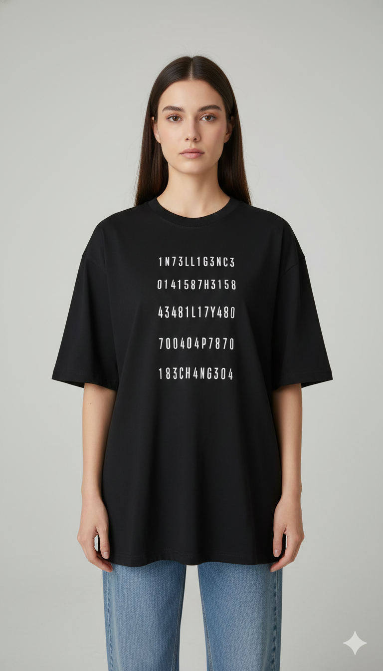 IN73LLIG3NC3 PRINTED COTTON ROUND NECK OVERSIZE T-SHIRTS