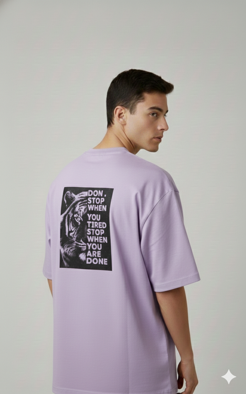 DON'T STOP WHEN YOU ARE TIRED PRINTED COTTON ROUND NECK OVERSIZE T-SHIRTS BACK