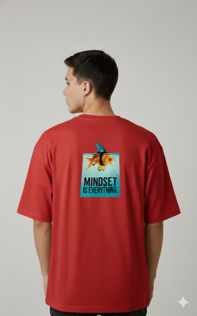 MINDSET IS EVERYTHING PRINTED COTTON ROUND NECK OVERSIZE T-SHIRTS BACK