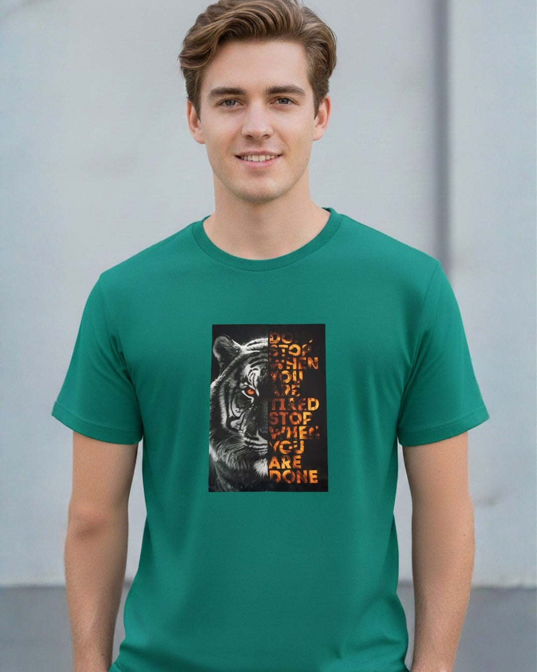 DON'T STOP WHEN YOU ARE TIRED PRINTED COTTON ROUND NECK T-SHIRT