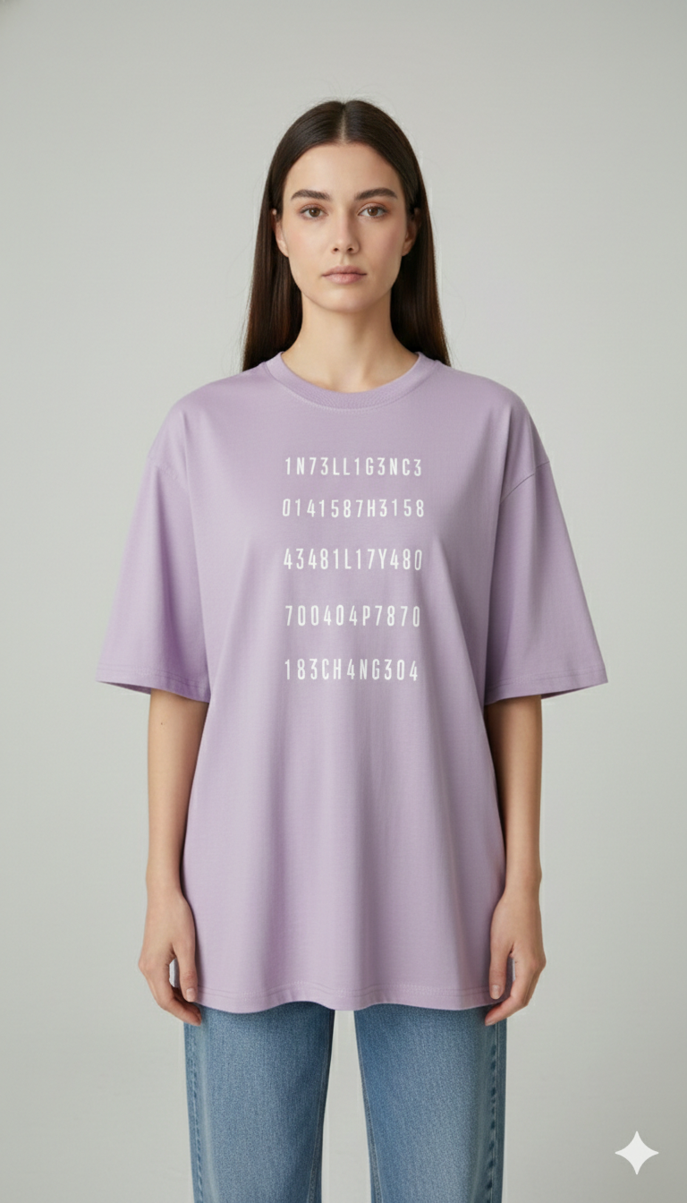 IN73LLIG3NC3 PRINTED COTTON ROUND NECK OVERSIZE T-SHIRTS