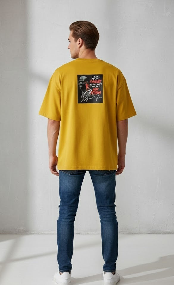 I CAN ACCEPT FAILURE PRINTED COTTON ROUND NECK OVERSIZE T-SHIRTS BACK