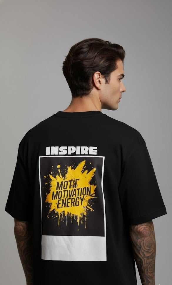 INSPIRE MOTIVATION ENERGY PRINTED COTTON ROUND NECK OVERSIZE T-SHIRTS BACK