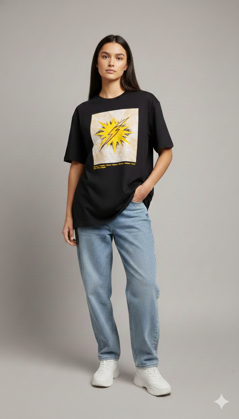 EMPOWER INSPIRE SHINE PRINTED COTTON ROUND NECK OVERSIZE T-SHIRTS