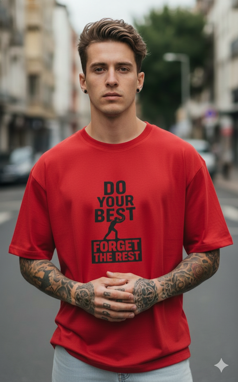 DO YOUR BEST PRINTED COTTON ROUND NECK OVERSIZE T-SHIRTS
