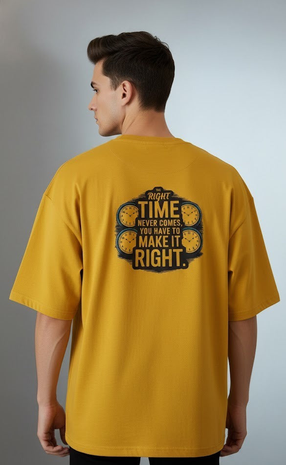 RIGHT TIME NEVER COMES PRINTED COTTON ROUND NECK OVERSIZE T-SHIRTS BACK