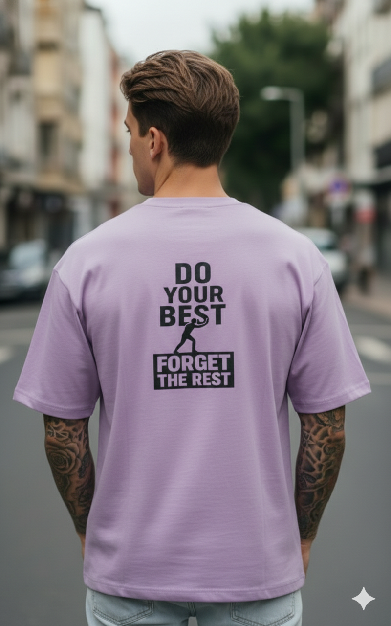 DO YOUR BEST BACK PRINTED COTTON ROUND NECK OVERSIZE T-SHIRTS BACK