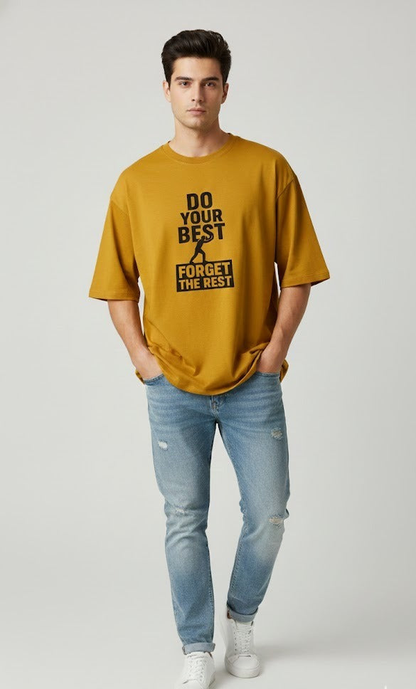 DO YOUR BEST PRINTED COTTON ROUND NECK OVERSIZE T-SHIRTS