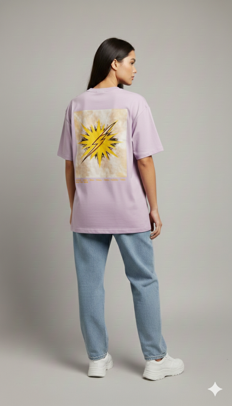 EMPOWER INSPIRE SHINE PRINTED COTTON ROUND NECK OVERSIZE T-SHIRTS BACK