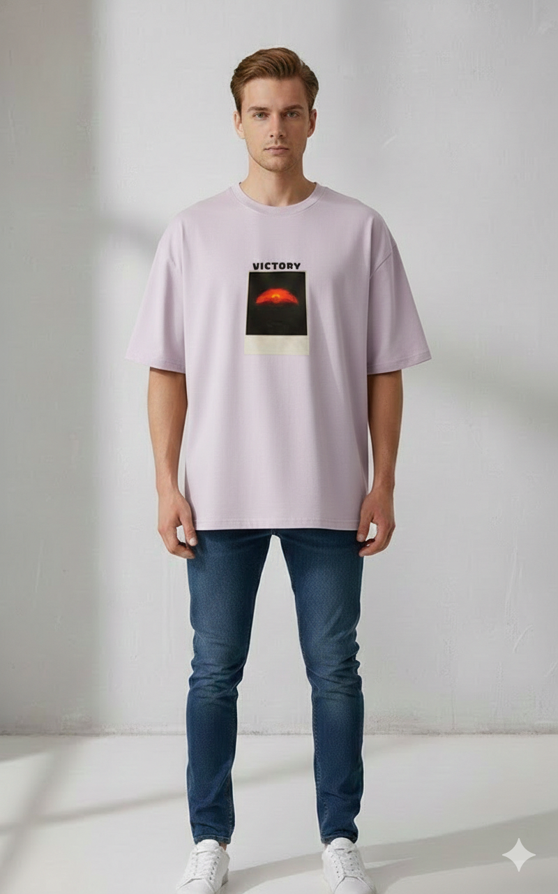 VICTORY PRINTED COTTON ROUND NECK OVERSIZE T-SHIRTS