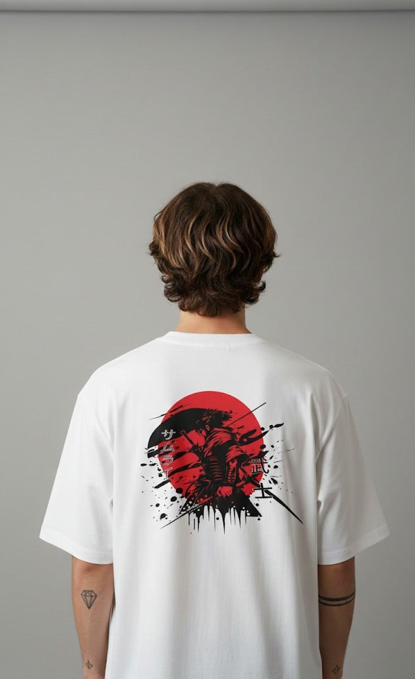 RED MOON PRINTED COTTON ROUND NECK OVERSIZE T-SHIRTS BACK