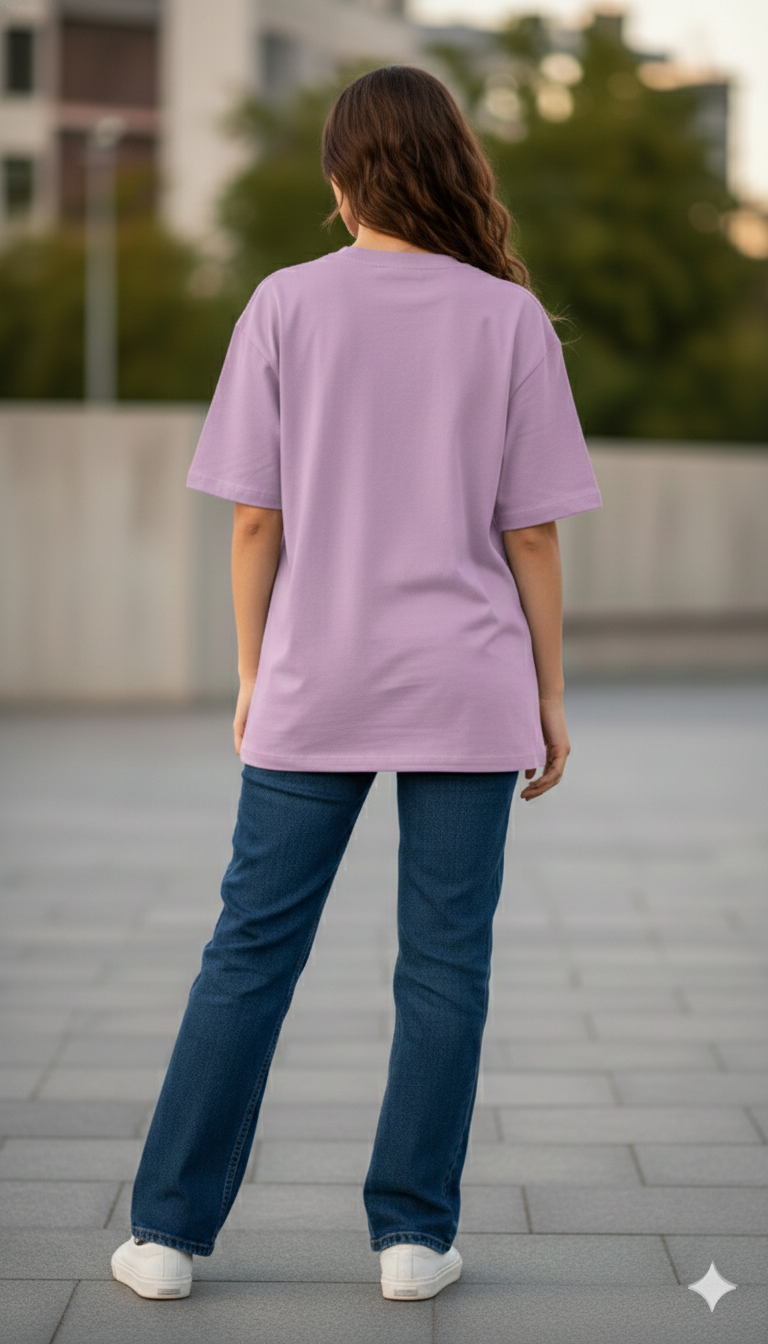 DON'T BE AFRAID TO FALL PRINTED COTTON ROUND NECK OVERSIZE T-SHIRTS