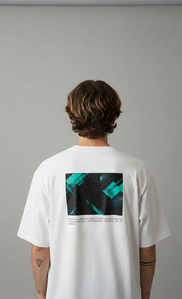 DREAM BIG, WORK HARD PRINTED COTTON ROUND NECK OVERSIZE T-SHIRTS BACK