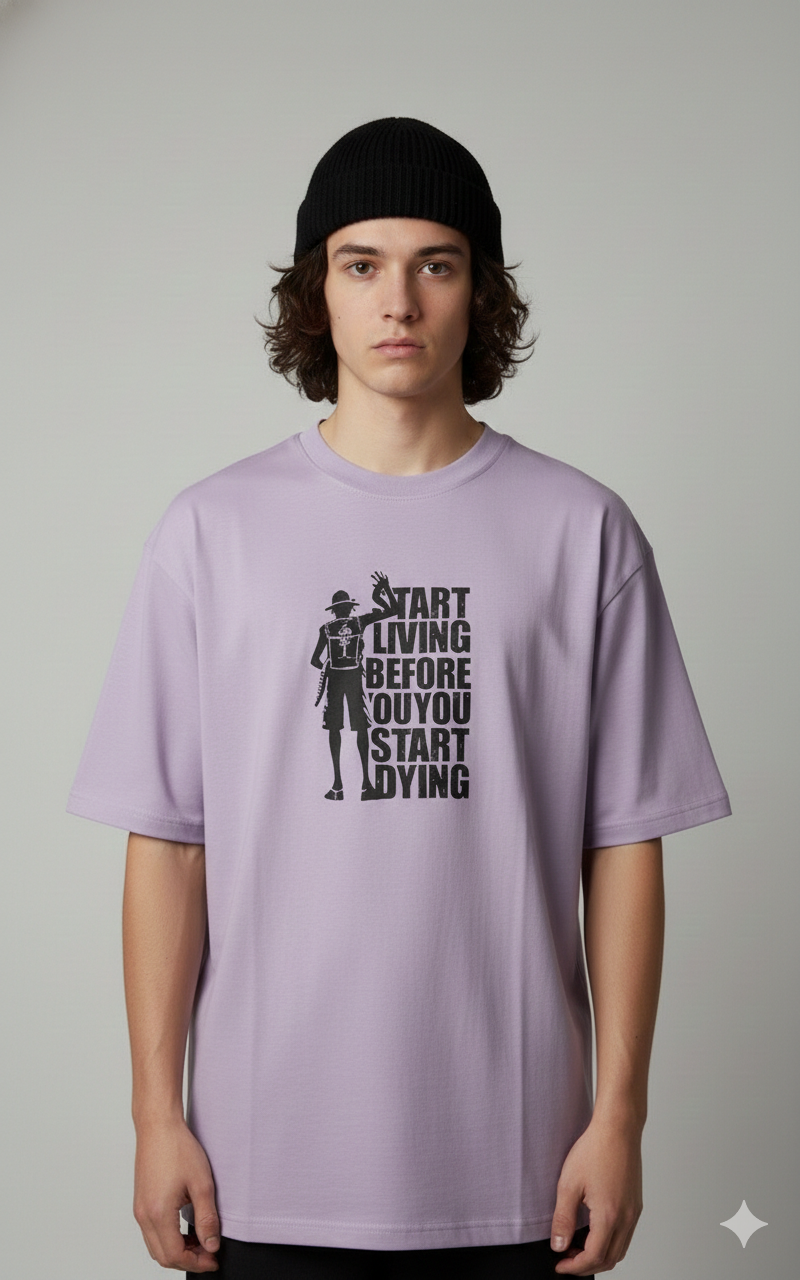 START LIVING BEFORE PRINTED COTTON ROUND NECK OVERSIZE T-SHIRTS