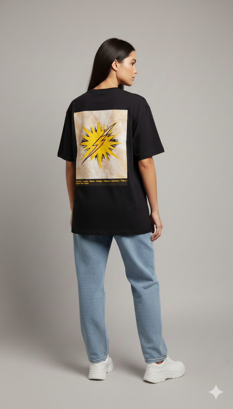 EMPOWER INSPIRE SHINE PRINTED COTTON ROUND NECK OVERSIZE T-SHIRTS BACK