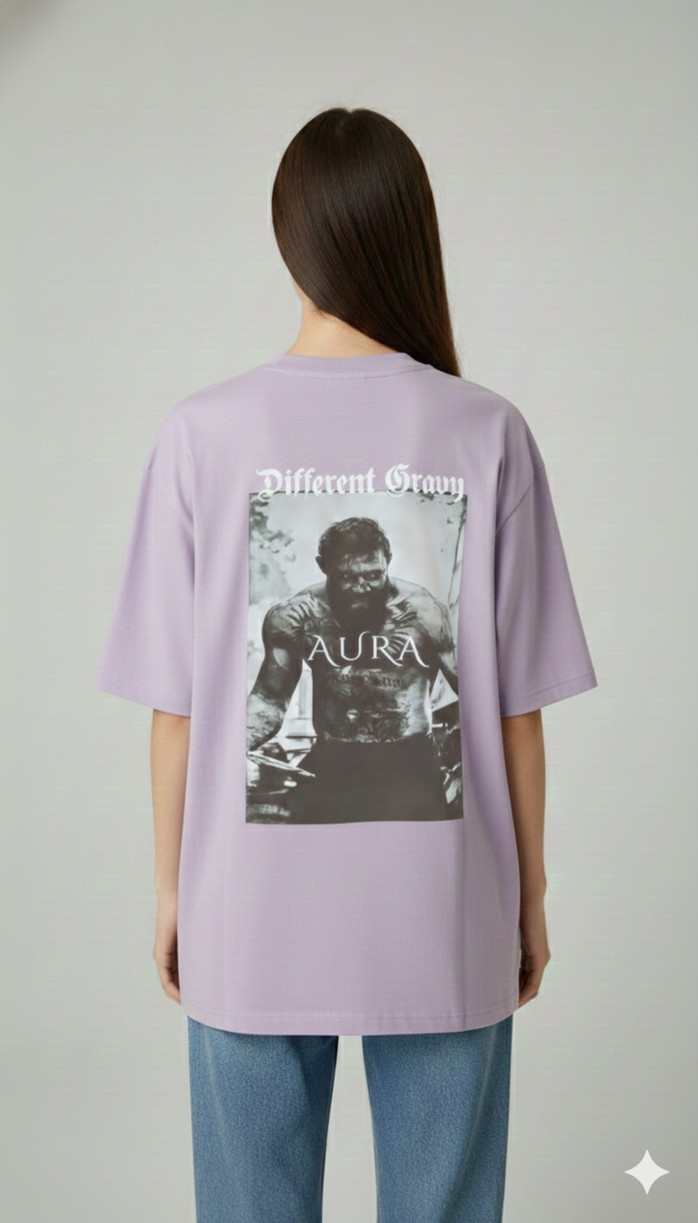 DIFFERENT GRAVY AURA PRINTED COTTON ROUND NECK OVERSIZE T-SHIRTS BACK
