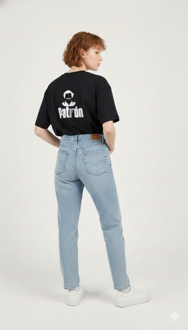 PATRON PRINTED COTTON ROUND NECK OVERSIZE T-SHIRTS BACK