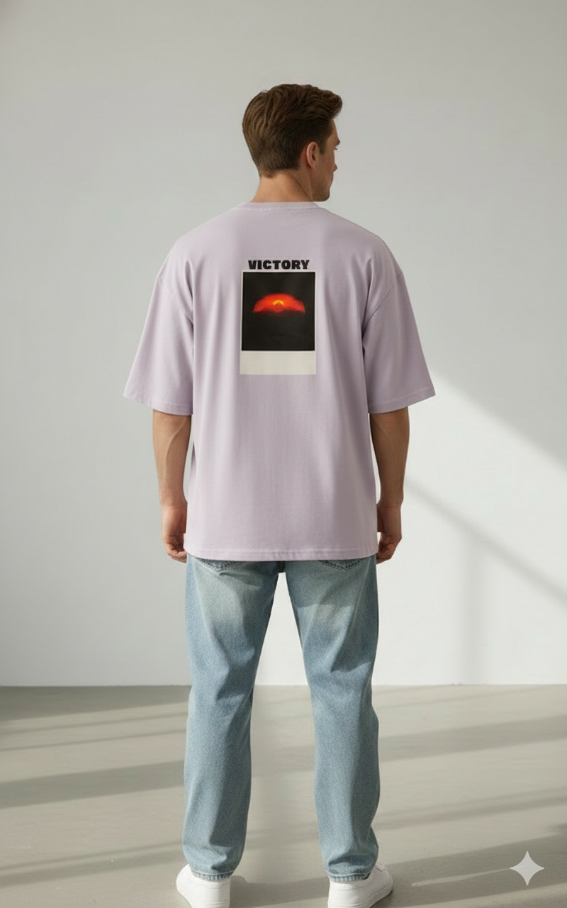 VICTORY PRINTED COTTON ROUND NECK OVERSIZE T-SHIRTS BACK