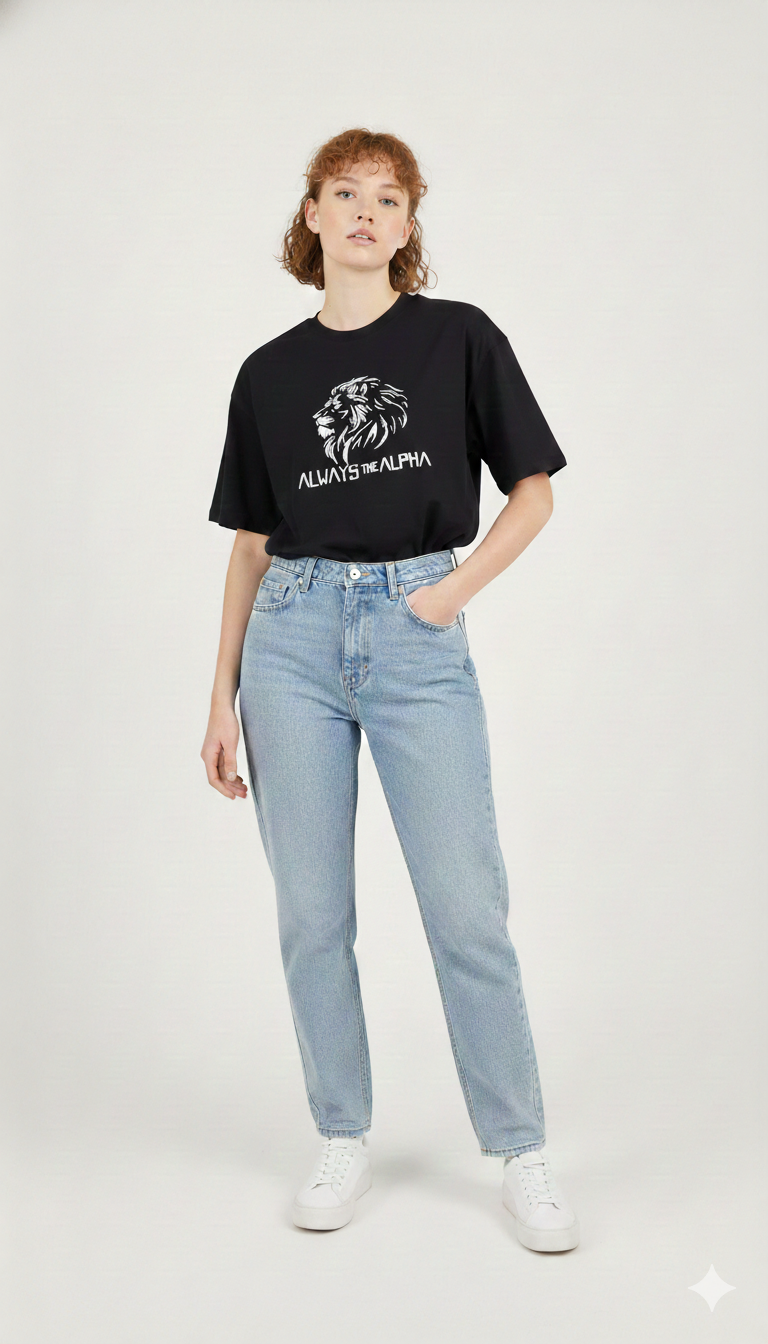 ALWAYS THE ALPHA PRINTED COTTON ROUND NECK OVERSIZE T-SHIRTS