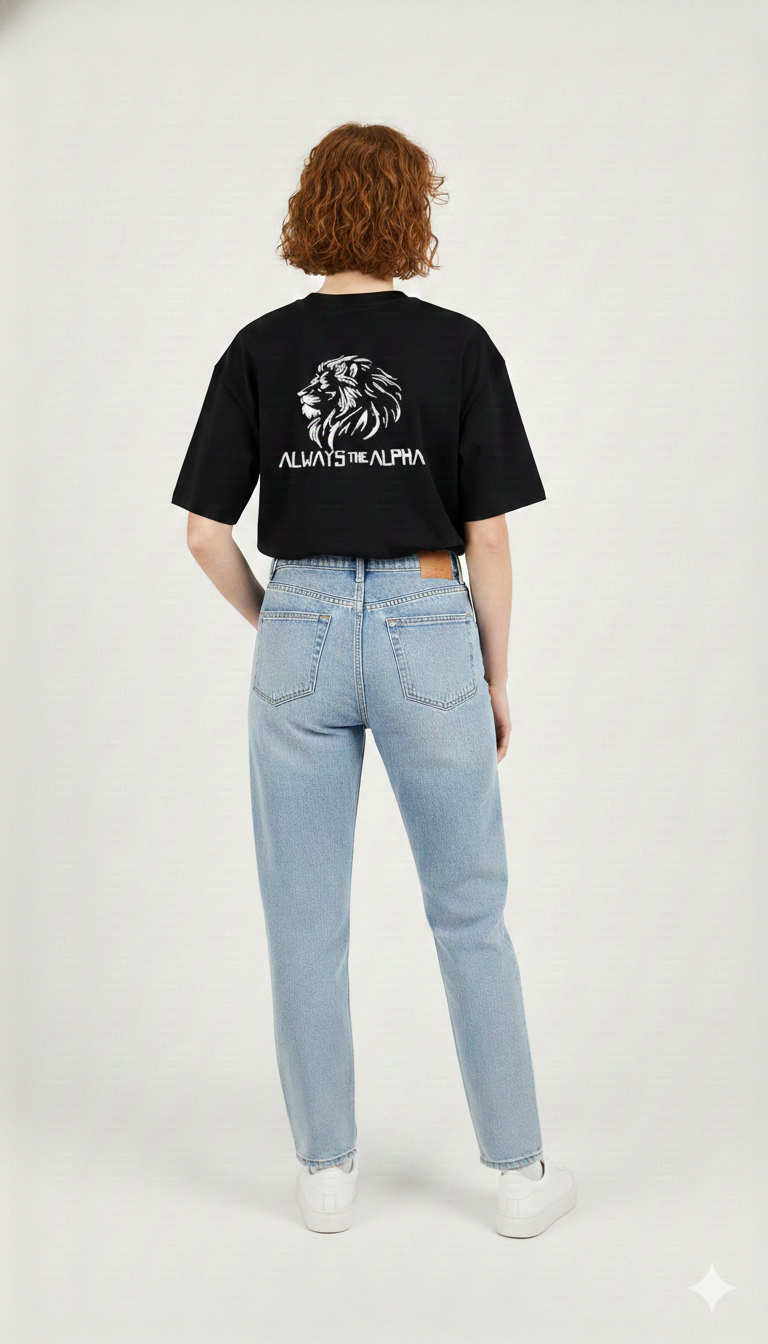 ALWAYS THE ALPHA PRINTED COTTON ROUND NECK OVERSIZE T-SHIRTS BACK