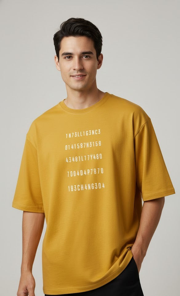 IN73LLIG3NC3 PRINTED COTTON ROUND NECK OVERSIZE T-SHIRTS