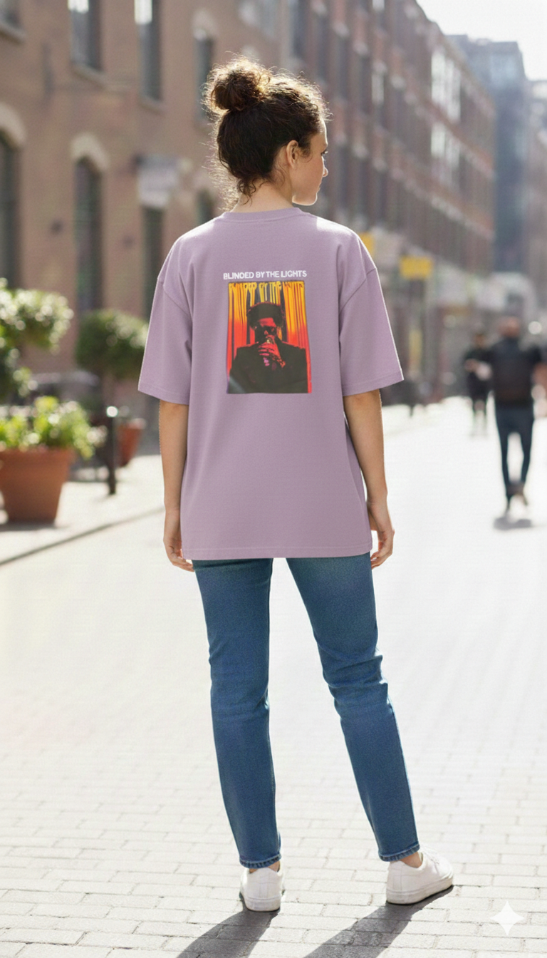 BLINDED BY THE LIGHTS PRINTED COTTON ROUND NECK OVERSIZE T-SHIRTS BACK