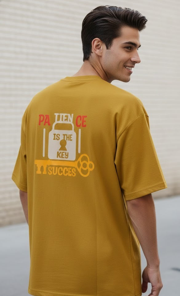 PATIENCE IS THE KEY TALENT PRINTED COTTON ROUND NECK OVERSIZE T-SHIRTS BACK