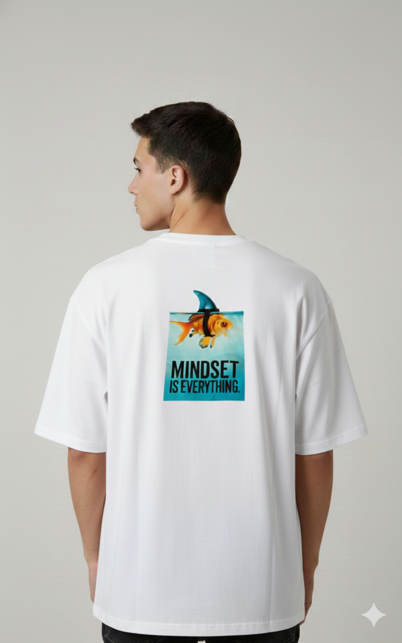 MINDSET IS EVERYTHING PRINTED COTTON ROUND NECK OVERSIZE T-SHIRTS BACK