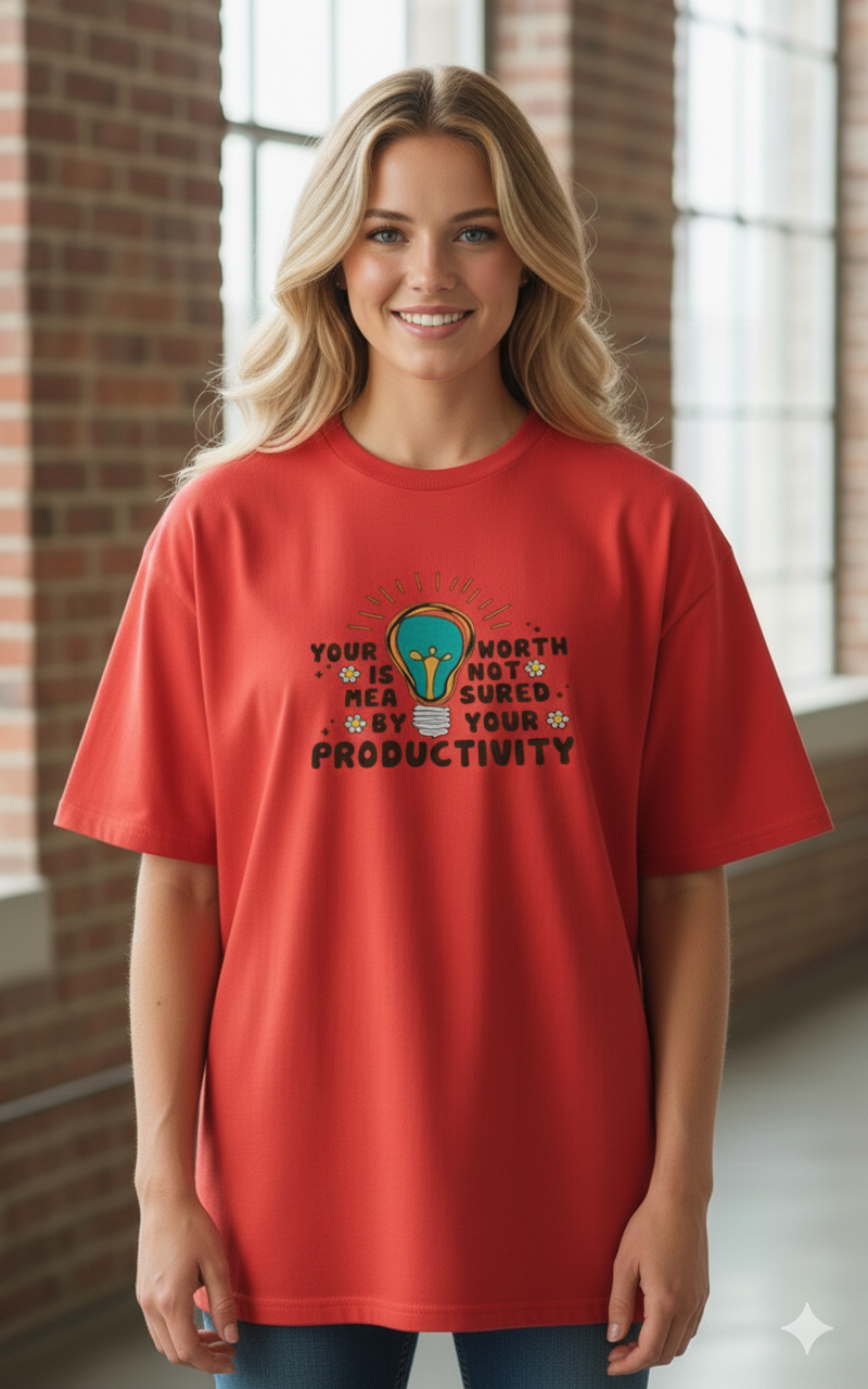 YOUR WORTH PRINTED COTTON ROUND NECK OVERSIZE T-SHIRTS