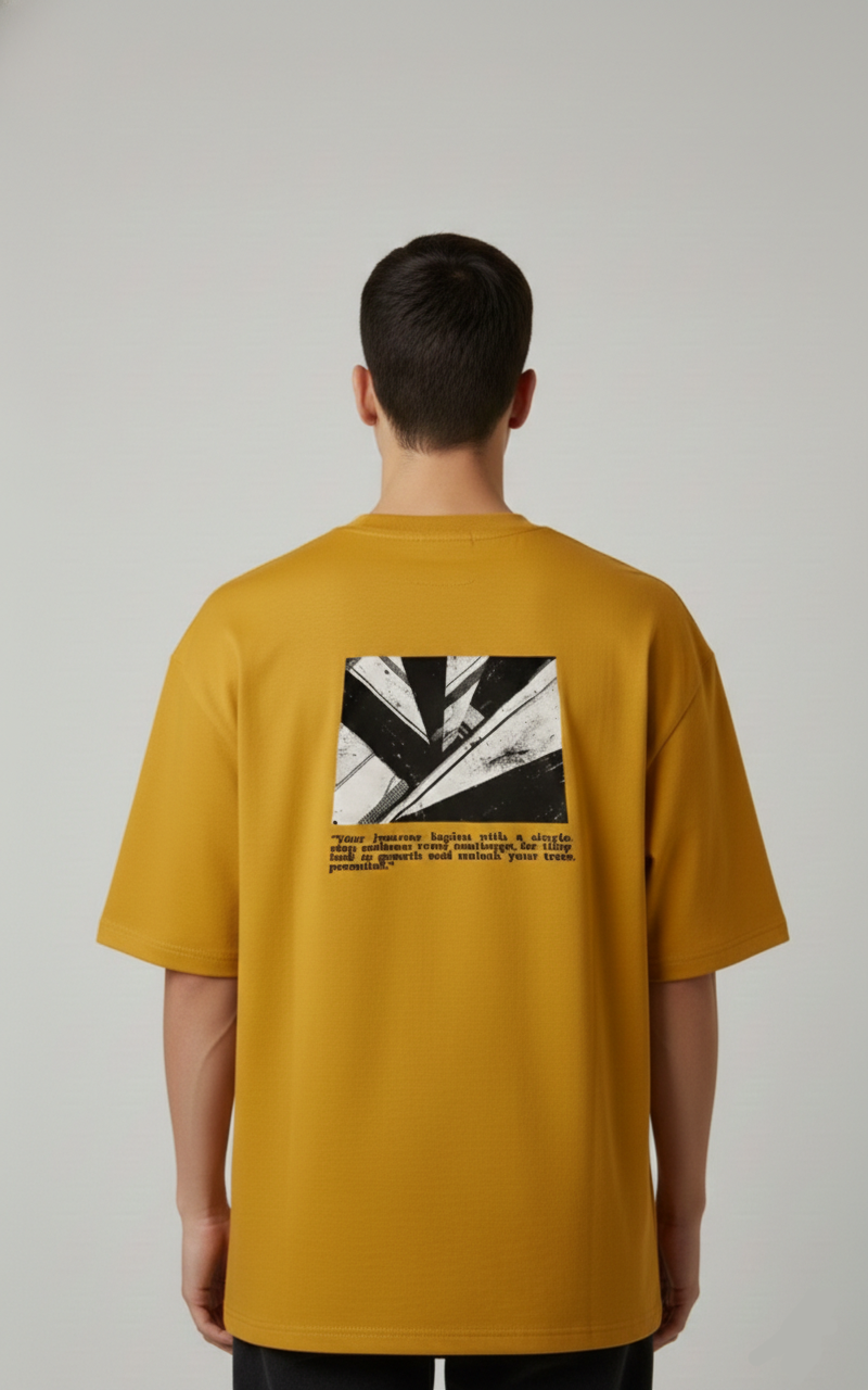 YOUR JOURNEY BEGINS PRINTED COTTON ROUND NECK OVERSIZE T-SHIRTS BACK