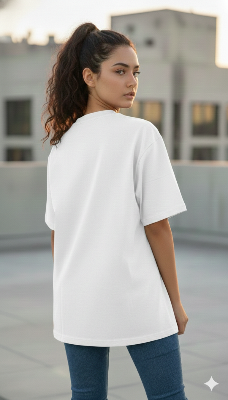DO WHAT MAKES YOU HAPPY PRINTED COTTON ROUND NECK OVERSIZE T-SHIRTS